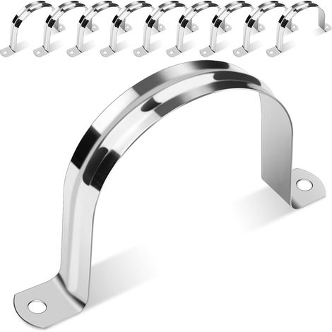 Lot de 10 colliers de serrage en acier inoxydable - 80 mm - Argenté (1/5)