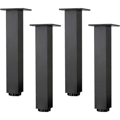 Ensemble de 4 pieds de meuble réglables en aluminium (35 cm/13,8 po) pour table basse et canapé, noir avec vis