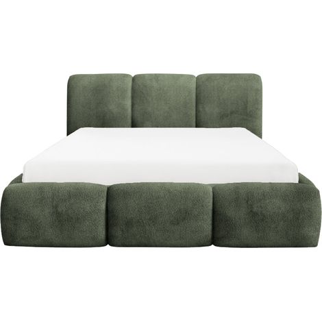 OTIS - Lit coffre tissu bouclette Vert 160x200cm (1/5)