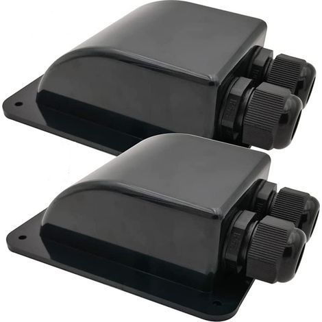 Waterproof Solar Cable Entry Cable Gland, Double Cable Entry Cable Gland for All Cable Types 6 mm² to 12 mm² for Solar Panels on Trailer, Boat (Black, 2 Pack)