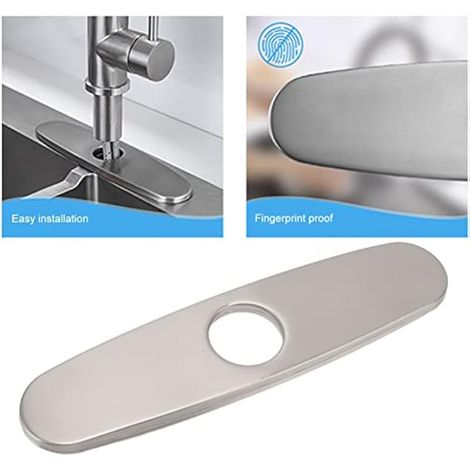 Plaque de Pont pour Robinet d'¨vier, Couvercle de Trou en Acier Inoxydable 304 Bross¨, Panneau D¨coratif Antirouille pour Cuisine et Salle de Bain, Installation Simple sur 1 ¨¤ 3 Trous (1/3)