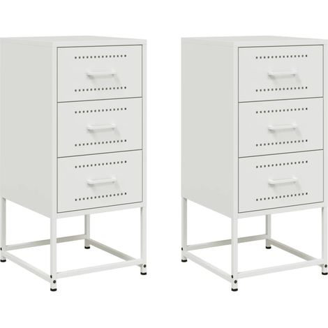 Juego de 2 mesitas de noche con cajones 36 x 39 x 78 cm acero blanco DEC034875
