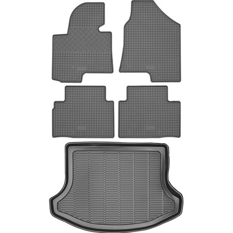 Ensemble de tapis de sol en caoutchouc pour Kia Sportage III SUV (2010-2015) + tapis de coffre (1/5)