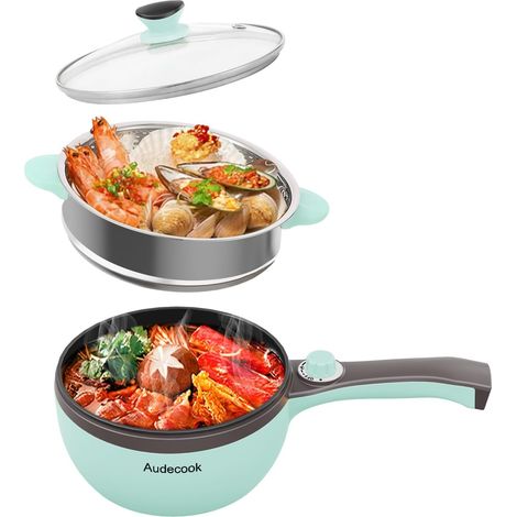 Casserole Électrique Multifonctions Cuiseur Vapeur Wok Sauteuse Mijoteuse 1,5L 20cm Antiadhésive 150W 600W