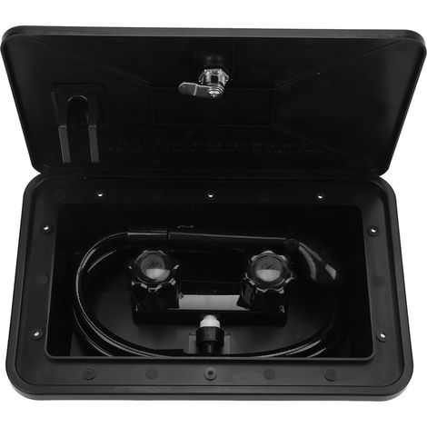 Kit de cabine de douche extérieure en ABS noir avec 2 clés, accessoires pour camping-car, caravane et camping-car. (1/5)