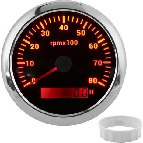 Compteur RPM Tachymètre, 85mm/3.35in 0-8000RPM Tachymètre Numérique Universel Compteur RPM Tachymètre RPM étanche Tachymètre Hors-Bord Marin pour Voiture Bateau Marine RV 9-32V(le noir). (1/5)