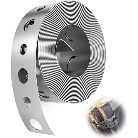 Metal Strips with Holes, 3/4 Inch × 10ft Galvanised Steel Band Metal Fixing Strap, Strip for Fence Brackets Pipe Support Hanging Applications, Plumbing, Fuel Line and Professional Use (1/5)
