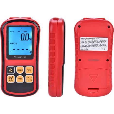 GM1312 Digitales Thermometer Zweikanal-Temperaturanzeige mit LCD-Display (1/5)