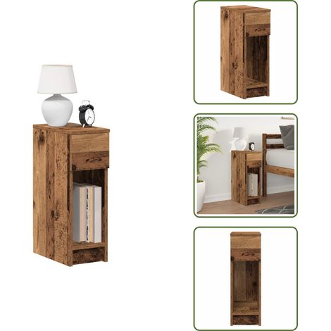 Rangement chambre - vidaXL Table de chevet avec tiroir vieux bois 20x36x60 cm - Table de chevet avec tiroir (1/5)