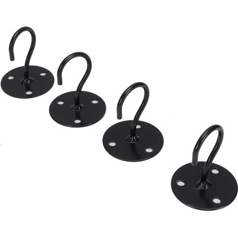Crochet de plafond en mtal, crochets muraux, 4 pices/ensemble de pots de fleurs en mtal carillons oliens pour la maison, porte, balcon de salon ou lanternes murales de garage(black).