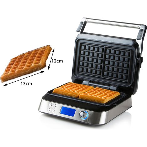 Digitales Edelstahl Doppel Waffeleisen Belgische Waffeln 5 Programme Timer