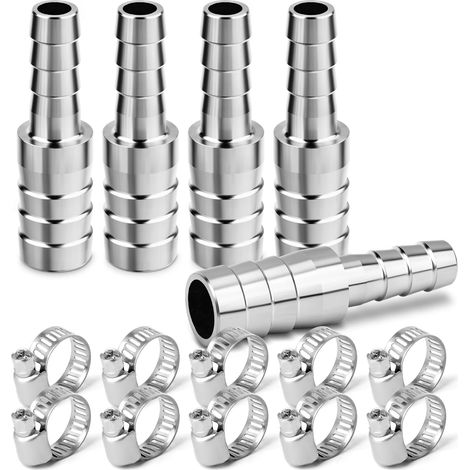 5 pièce Raccord Cannelé Réduit en Acier Inoxydable 304, Adaptateur de Tuyau 19mm à 13mm Raccordement Inox avec Colliers de Serrage pour Eau, Carburant, Air, Liquide de Refroidissement (1/5)