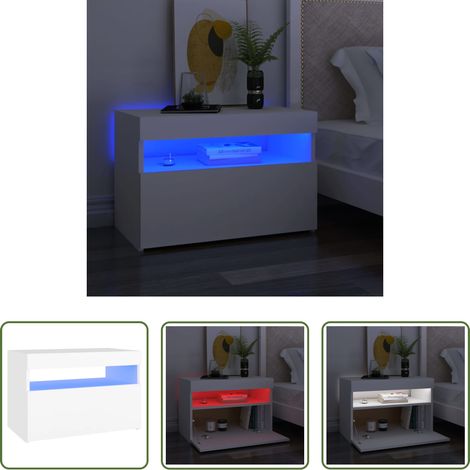 Lumière LED RVB - Table de chevet avec lumières LED Blanc 60x35x40 cm (1/5)