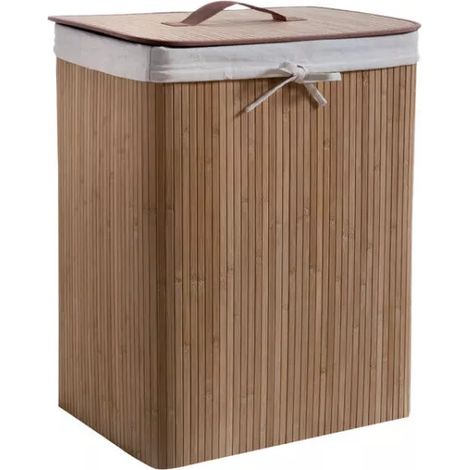 porta biancheria rettangolare in bamboo - naturale.