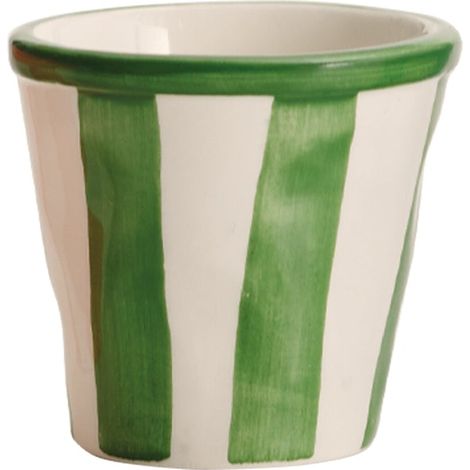 Zafferano Set 6 Bicchierini Collezione Lido Modello Righe in Ceramica Artigianale Colore Verde Fatti a Mano in Italia Civita Castellana
