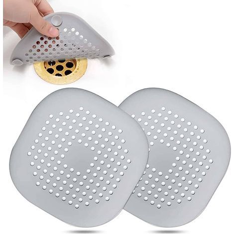 Lot de 2 filtres de vidange gris , bouchon anti-obstruction pour salle de bain/cuisine (1/5)