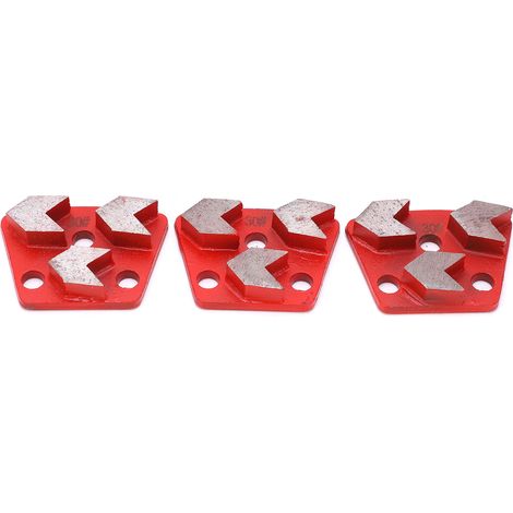 Set mit 3 trapezförmigen Diamantschleifscheiben für Beton, mit 3 pfeilförmigen Zähnen, rot, Größe 30 (1/5)