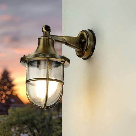 Lanterne murale laiton IP64 lampe murale extérieure jardin maison (1/5)