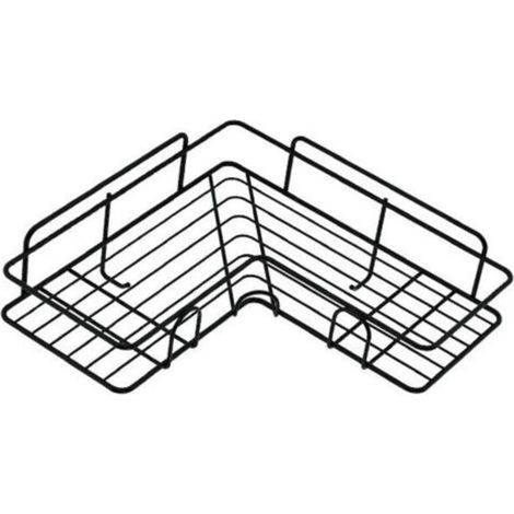 Étagère d’angle pour douche sans perçage, étagère de salle de bain en acier inoxydable, porte-savon et système de rangement multifonction (couleur noire), 1 pièce (1/5)