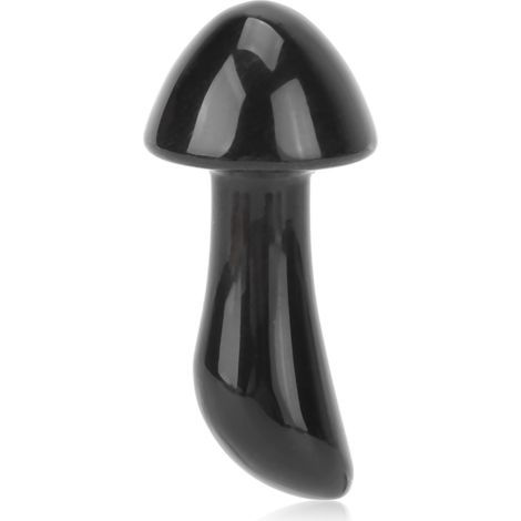 Pierre de massage en forme de champignon de jade pour le contour des yeux et le cou, soin spa corporel relaxant, obsidienne. (1/5)