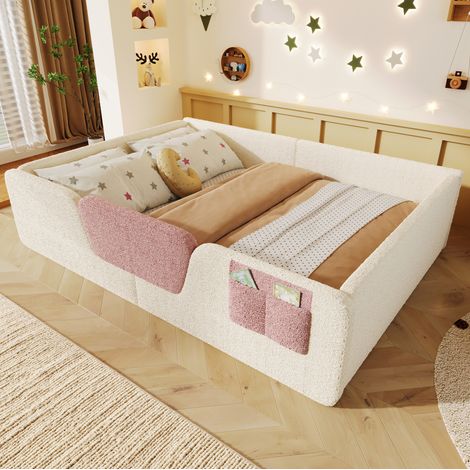 MEUBLIV Letto 140x190 cm beige con sponde removibili e tasca, senza materasso (1/5)