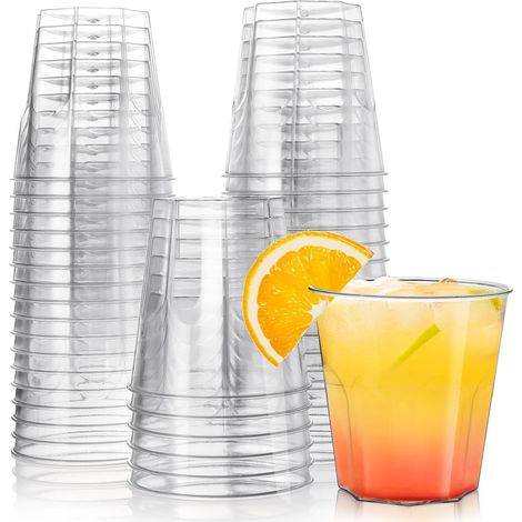 60 Pièces Gobelet en Plastique Rigide, 200ml Verre Cocktail Plastique Dur Reutilisable, Gobelets pour Fêtes, Anniversaires, Barbecues, Mariages, Pique-niques, Whisky, Aperitif, Jus (1/4)