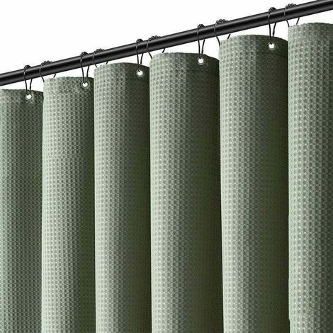 YMYNY Rideau de douche vert - Rideaux de douche en tissu épais texturé gaufré pour salle de bain, ensemble de rideaux de bain en tissu polyester lesté de luxe 80cm 180cm (1/4)
