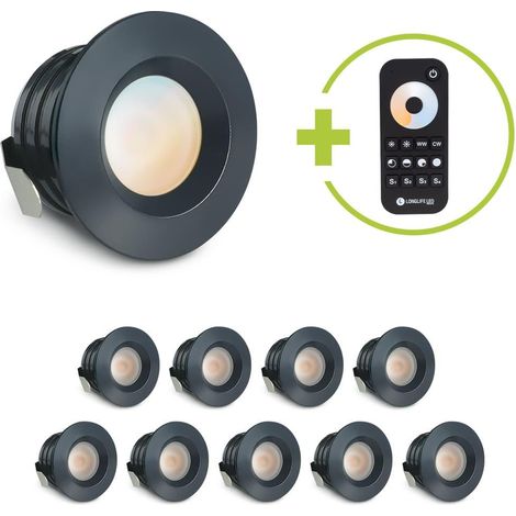 Einbaustrahler Mini flach Torino 3W CCT IP44 - Farbe: anthrazit RAL 7016 - Anzahl: 10x