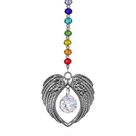 Pendentif aile d'ange en cristal avec attrape-soleil et boule de cristal pour la décoration de fenêtre. (1/5)