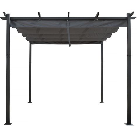 Pergola in alluminio con tetto retrattile - 3 x 3 m - Grigio