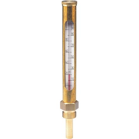 Thermador – Thermomètre chauffage central vertical droit TV160D – Gaine laiton – Plage de mesure 0 à 130°C – Longueur 160 mm – Filetage 1/2"