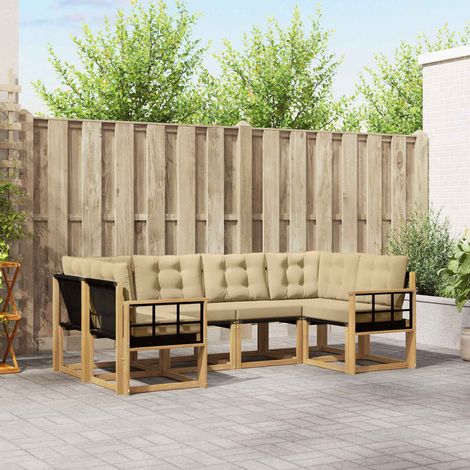 vidaXL Outdoor-Sofagarnitur mit Kissen 6 pcs Weiß und Beige (1/5)