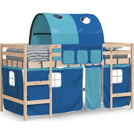 vidaXL Lit mezzanine enfants avec tunnel sans matelas bleu 80x200 cm (1/5)
