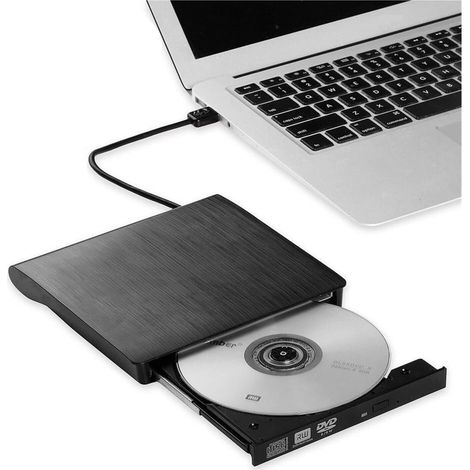 Lecteur DVD externe USB 3.0 fin noir graveur CD DVD portable PC Windows plug and play (1/5)