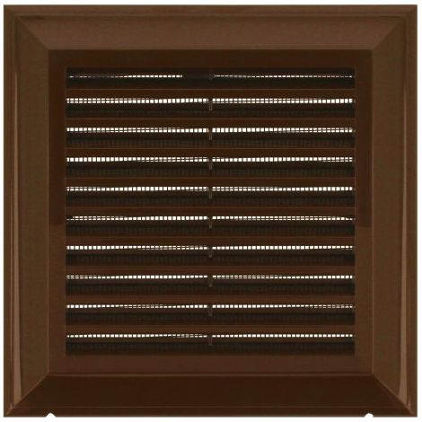 Lüftungsgitter EL140AK – 140 x 140 mm mit Drahtgeflecht und rundem Flansch 100 mm, braun (1/2)