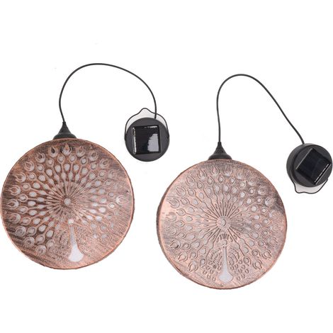Set di 2 lampade da esterno sospese – paralume – ad energia solare – decorazione per cortile – da appendere