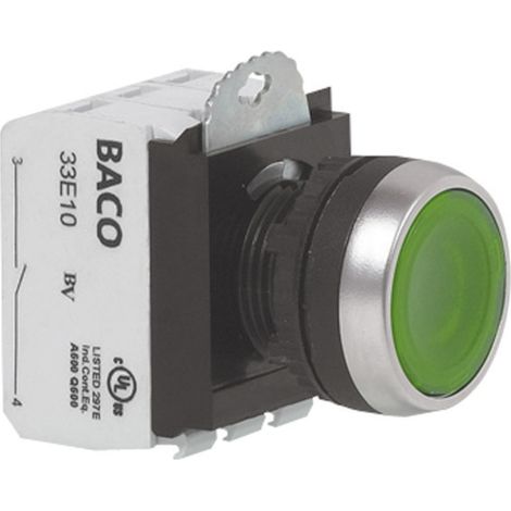 BACO 100510-RD L21AA01Q Drucktaster Frontring Metall, verchromt  Rot   1 St.