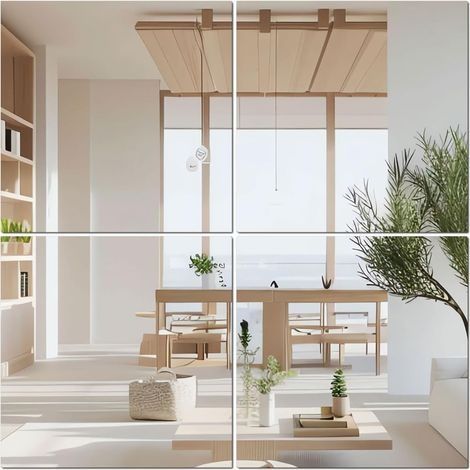 Lot de 4 miroirs en verre 20 x 20 cm, adhésifs HD DIY pour décoration murale, placard, salle de bain, salon, chambre (1/5)