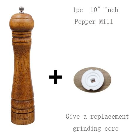 Moulin à Sel et Poivre en Bois Massif - Cœur de Broyage Céramique Réglable - 5 8 10 Pouces - Pour Cuisine Maison (1/3)