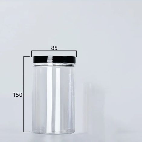 (noir - 720 ml) Boîte de conservation transparente avec couvercle, bouteille d'emballage vide en plastique, seau de rangement circulaire, boîte à biscuits, boîte de conservation alimentaire scellée, r (1/5)