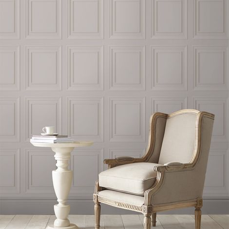 Papier peint intissé Laura Ashley Redbrook Wood Panel Dove Grey 1005 x 52cm Gris (1/5)