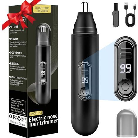 Nasen- und Ohrhaartrimmer – USB-aufladbar – LCD-Display – IPX7 wasserdicht – Für Damen und Herren – 1 Stück (1/5)