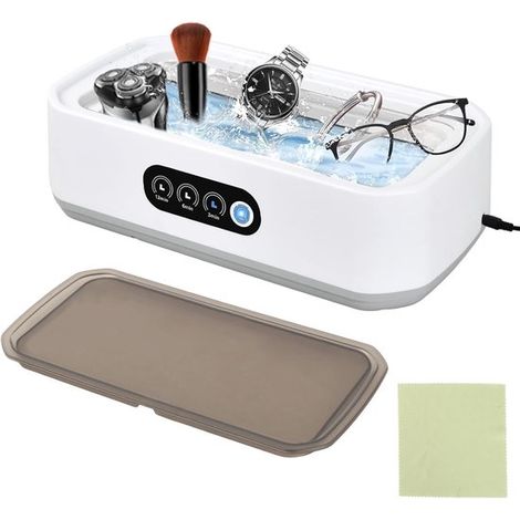 Nettoyeur à ultrasons - Nettoyeur de bijoux - Nettoyage rapide - Nettoyage complet à 360° - Réservoir d'eau de 650 ml - Blanc (1/5)