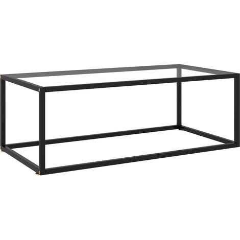 Mesa de centro de diseño sencillo con cristal templado y acero negro 100 x 50 x 35 cm DEC039883 (1/5)