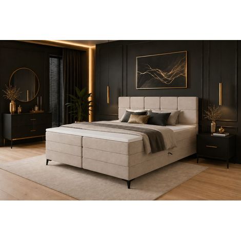 Lit Boxspring Soho - Beige - 160x200 Cm - Moderne - Chambre À Coucher - Sans matelas (1/5)