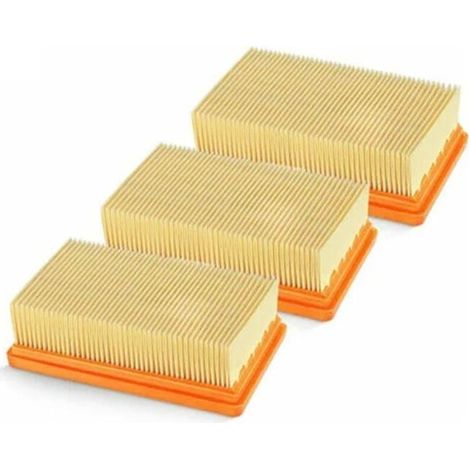 Pack of 3 flat pleated filters replacement for Kärcher vacuum cleaner MV4 MV5 MV6 WD4 WD5 WD6, WD4P WD5P WD6P YMYNY (1/4)