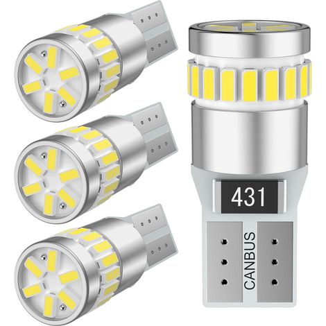 Ampoule W5W T10 LED 24LEDs 501 194 12V Remplacement pour Voiture Intérieur Dôme Coffre Porte Plafonnier Position Plaque D'immatriculation Lumière 4Pcs (1/5)