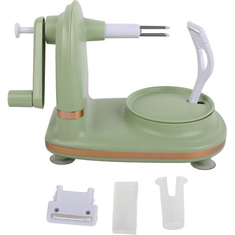 Couteau éplucheur multifonction en PP et acier inoxydable, manivelle manuelle pour pommes, cuisine et maison, vert clair (1/5)