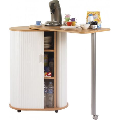 Mange debout et meuble de rangement bois clair et blanc Kitchou (1/5)