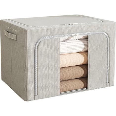 Boîte de rangement robuste en acier inoxydable, boîte à vêtements compacte et pliable, capacité de 22 litres. (1/5)